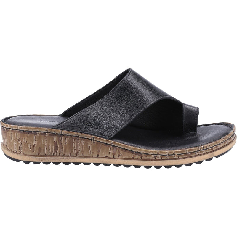 Hush Puppies Elissa Toepost Suede Women's Black Sandals
