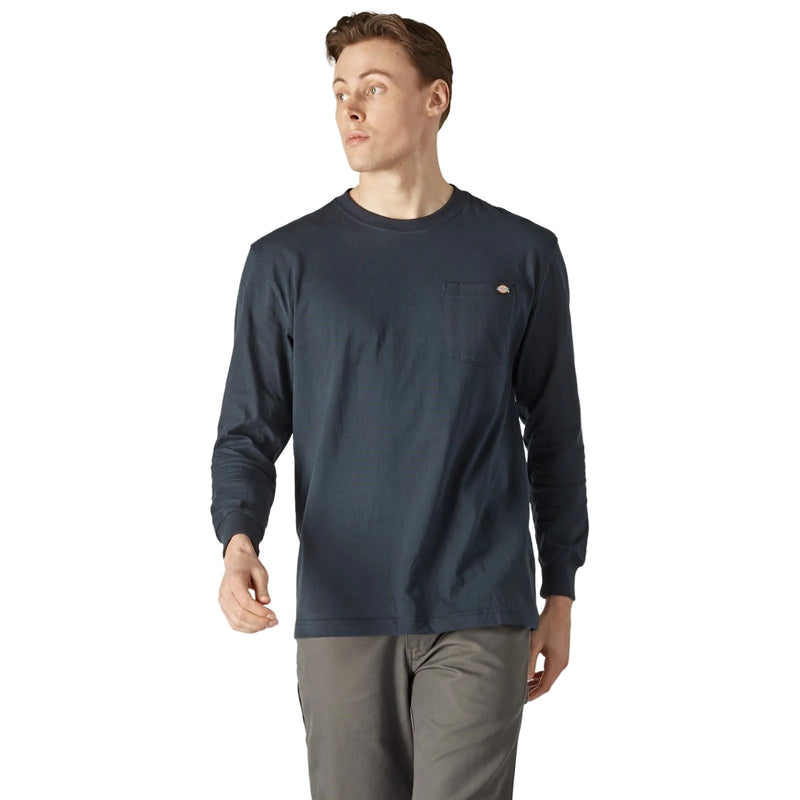 Dickies Pocket Long Sleeve Cotton Men's Blue T-Shirt