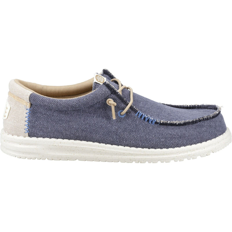 HEYDUDE Wally Coastline Canvas Men's Navy Boat Shoes