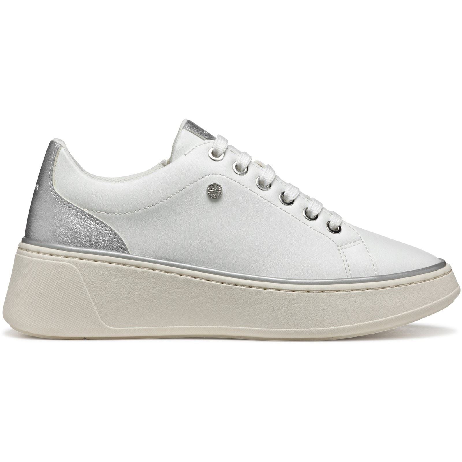 Geox D SUNNETTY Synthetic Synthetic Women's White/Silver Sneakers