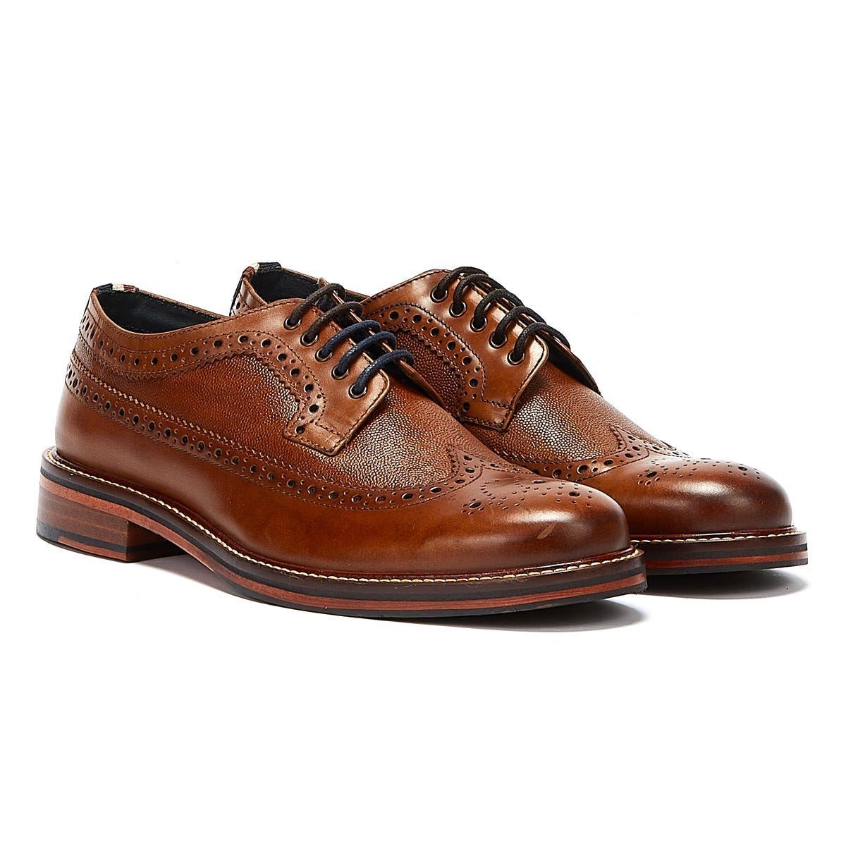 Ben Sherman Archie Brogue Leather Men's Tan Lace-Up Shoes Ben Sherman Archie Brogue Leather Men's Tan Lace-Up Shoes