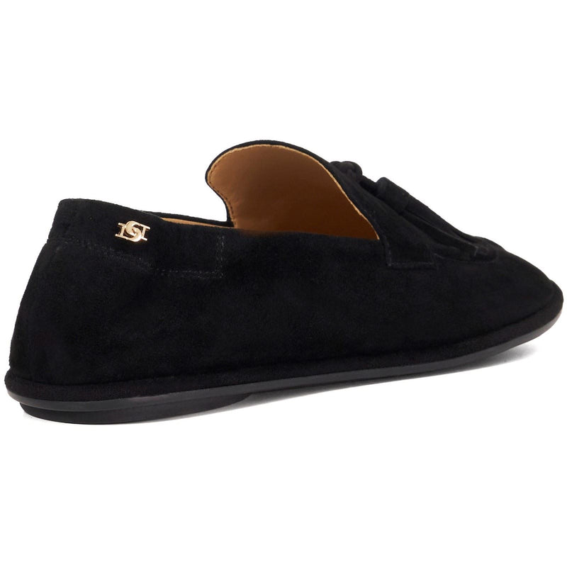 Dune Grounding Suede Women's Black Loafers