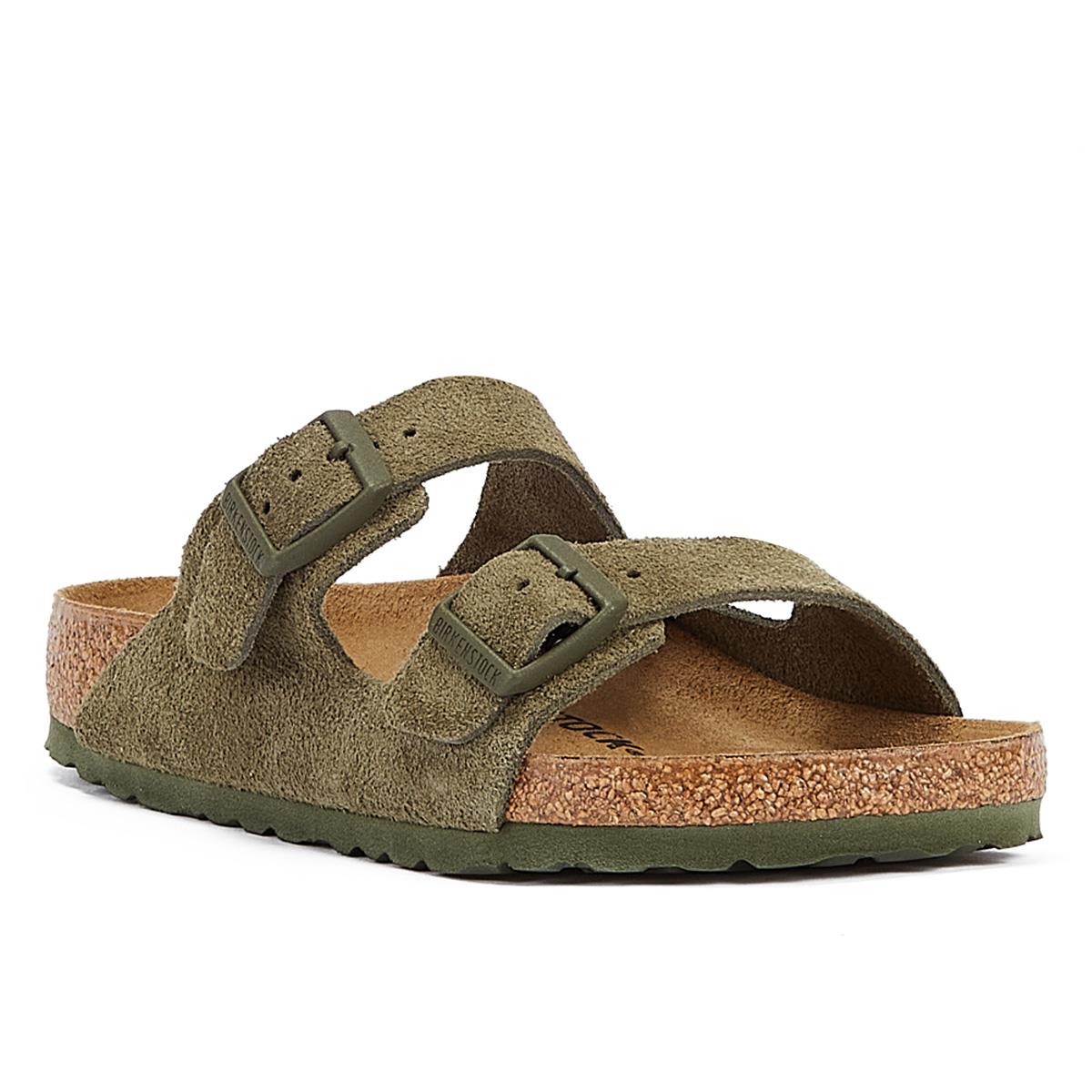 Birkenstock Arizona Suede Leather Thyme Khaki Sandals