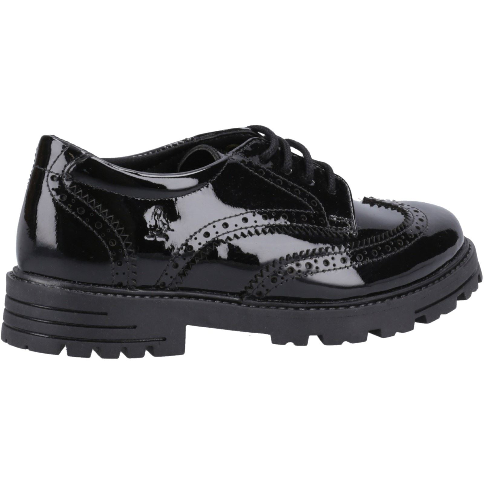 Hush Puppies Maxine Patent Junior Leather Girls's Black Brogues