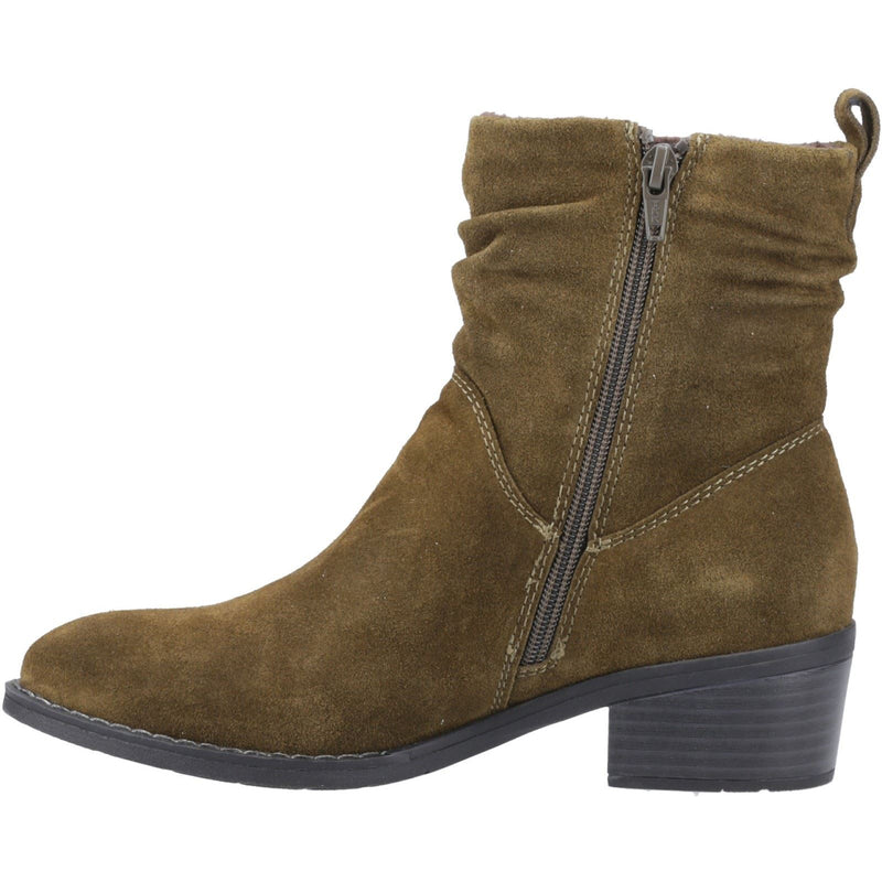 Hush Puppies Iris Suede Women's Khaki Heeled Ankle Boots