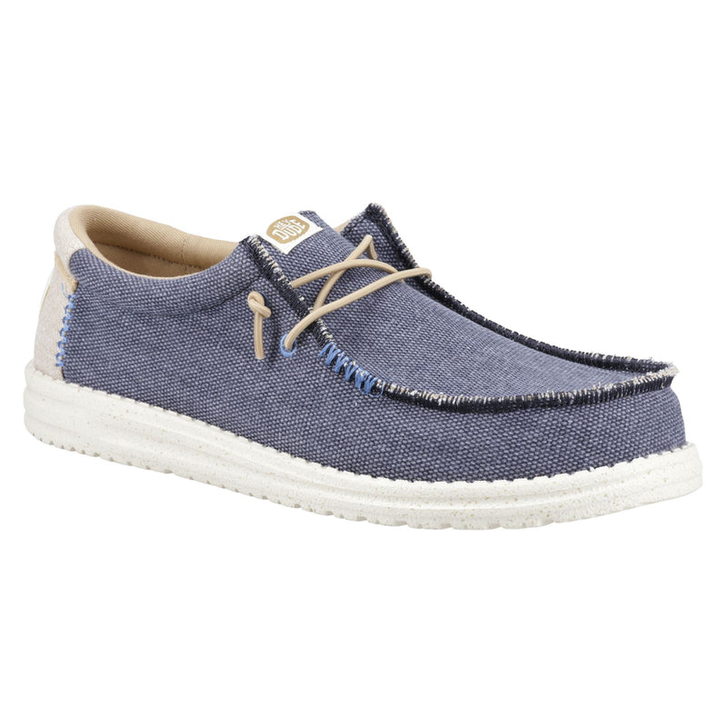 HEYDUDE Wally Coastline Canvas Men's Navy Boat Shoes