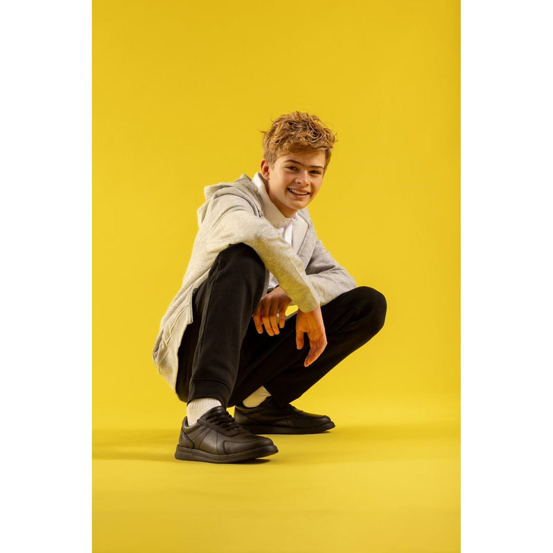 Hush Puppies Robert SNR Leather Boys's Black Lace-Up Shoes