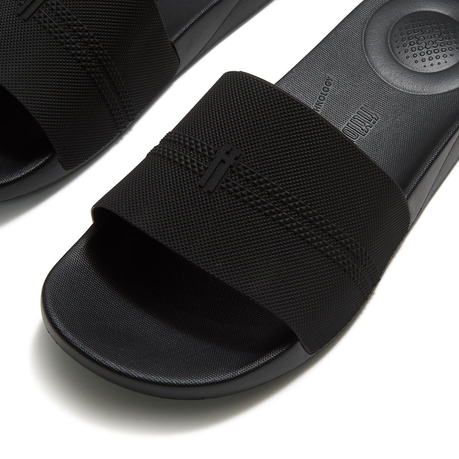 Fitflop iQushion Pool Slides Polyurethane Men's All Black Slides