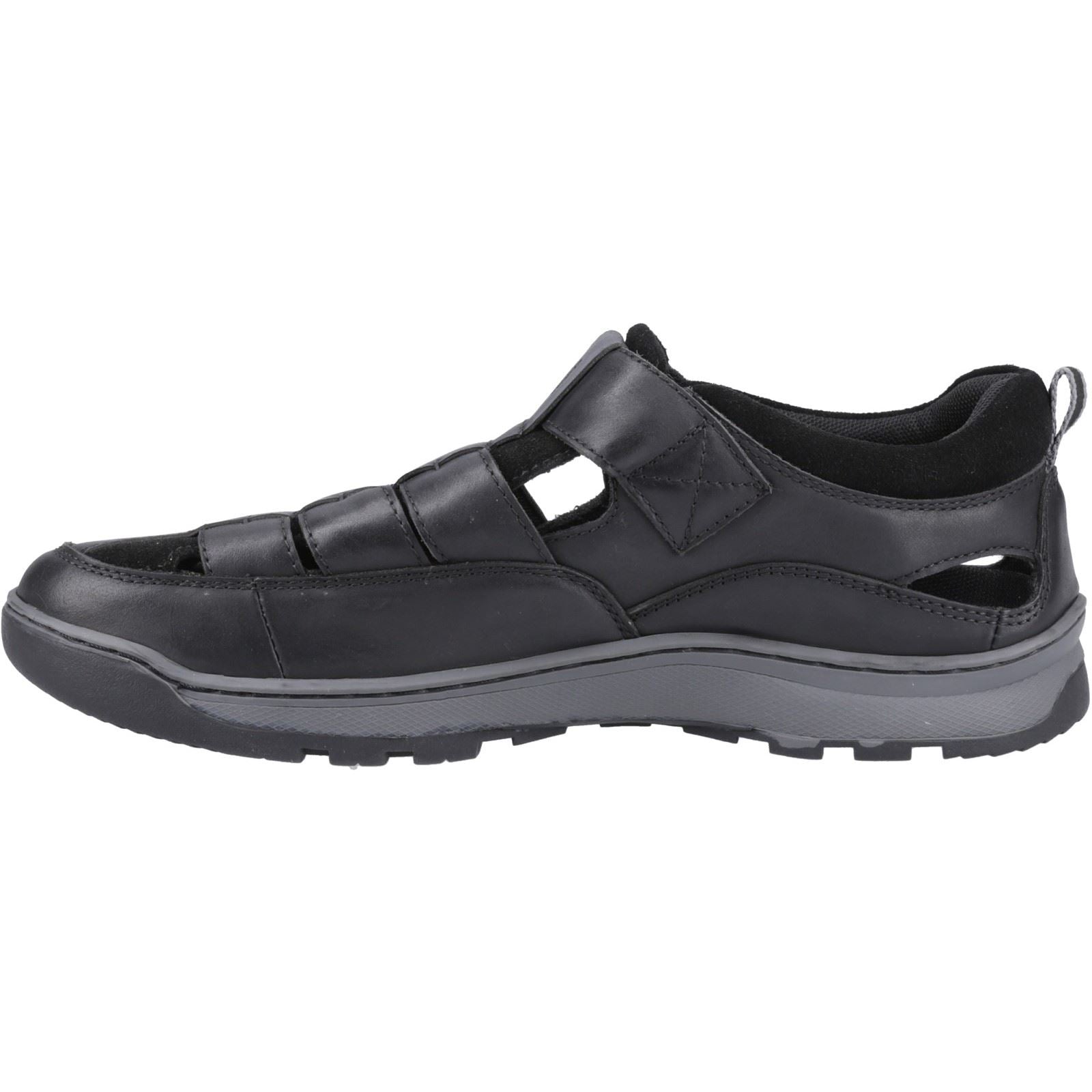 Hush Puppies Rucker Leather Men's Black Sandals