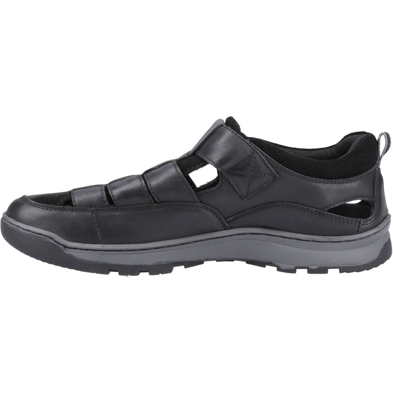 Hush Puppies Rucker Leather Men's Black Sandals