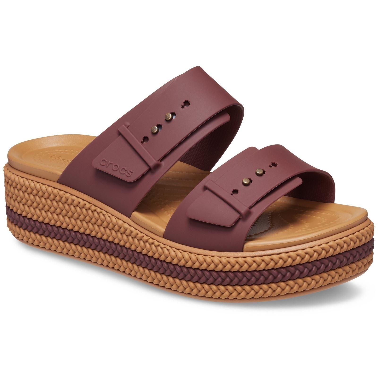 Crocs Brookly Buckle Low Synthetic Women's Dark Clay Sandals