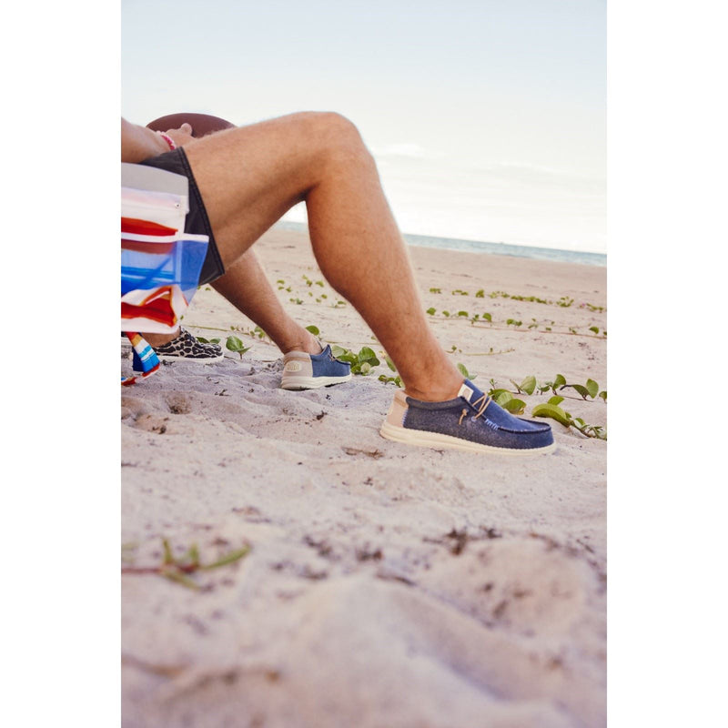 HEYDUDE Wally Coastline Canvas Men's Navy Boat Shoes