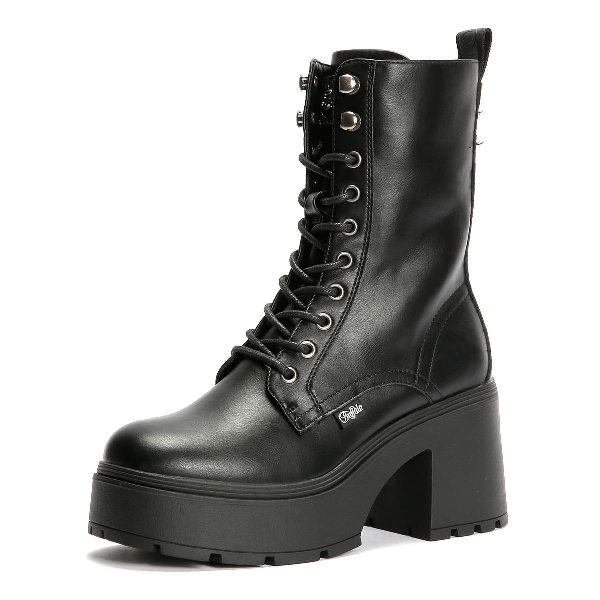 Buffalo Mila Lace Up Mid Women's Black Boots