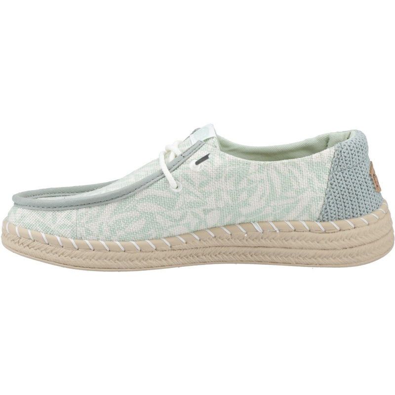 HEYDUDE Wendy Espadrille Retro Palm Cotton Blend Women's Celadon Green/White Espadrilles