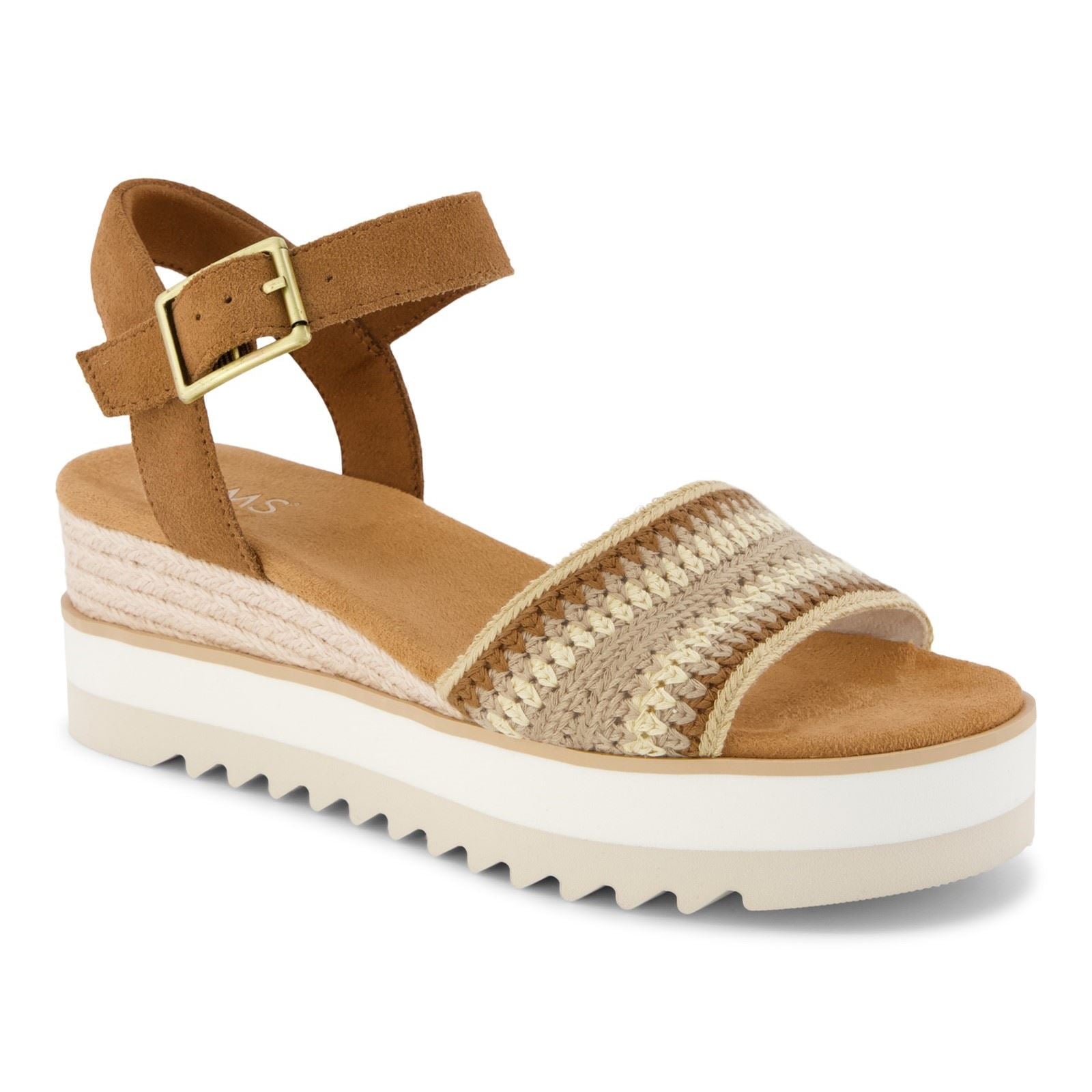 TOMS Diana Wedge Leather Women's Dark Beige Sandals