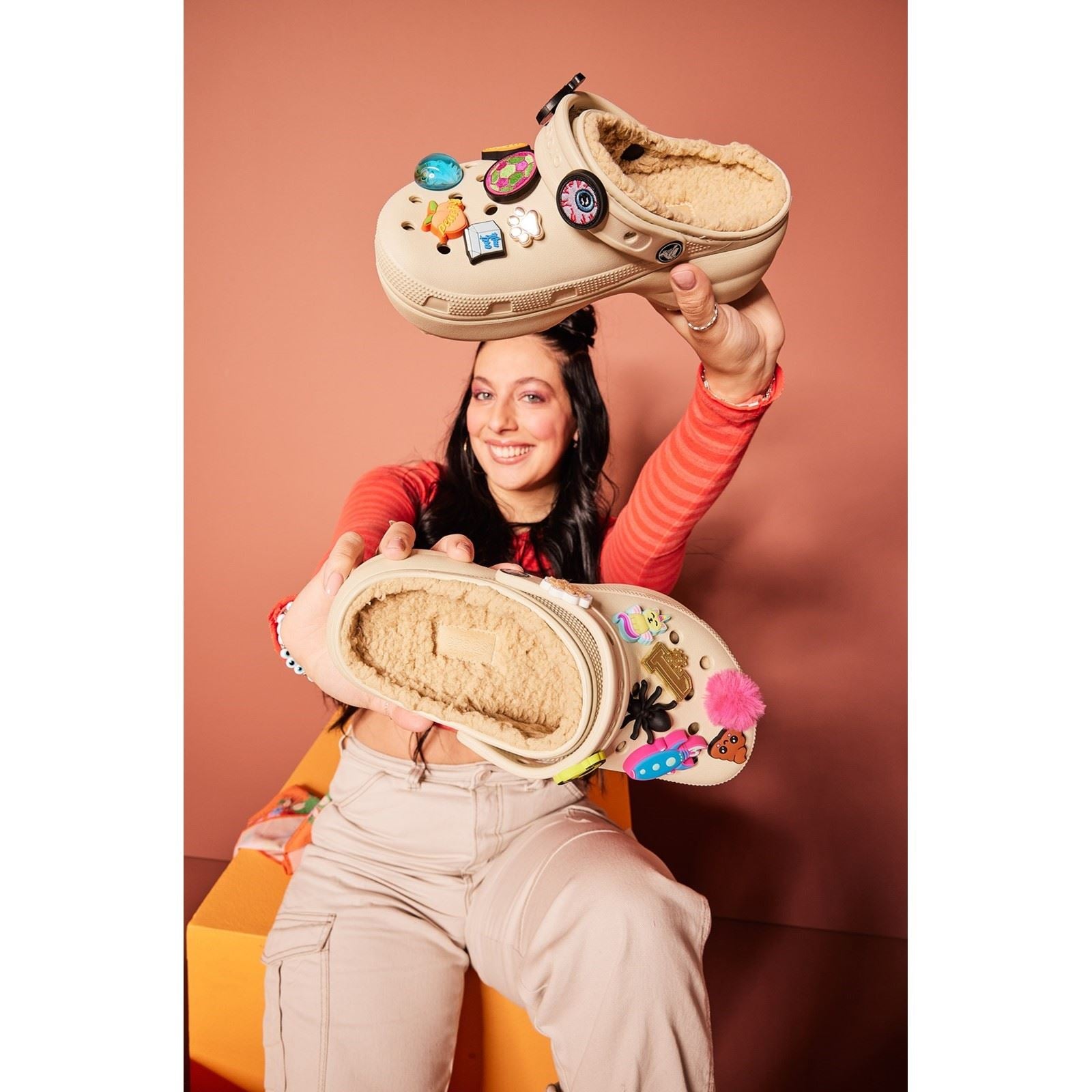 Crocs Classic Platform Lined Synthetic Women's Bone Clogs