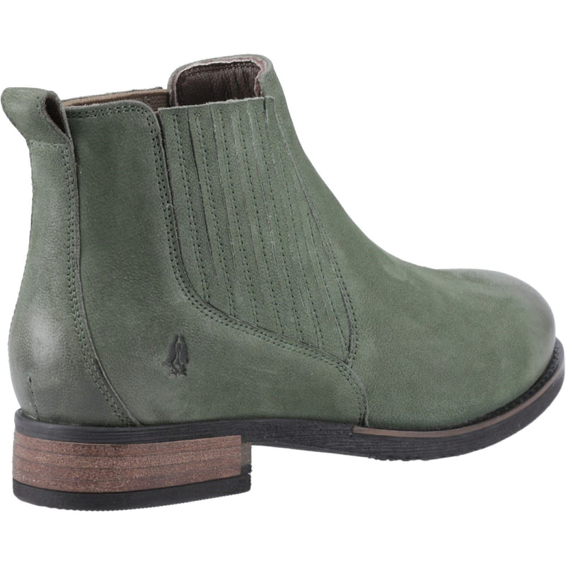 Hush Puppies Edith Leather Women's Green Flat Chelsea Boots