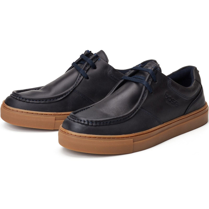 Base London Dalston Leather Men's Navy Moccasins Shoes