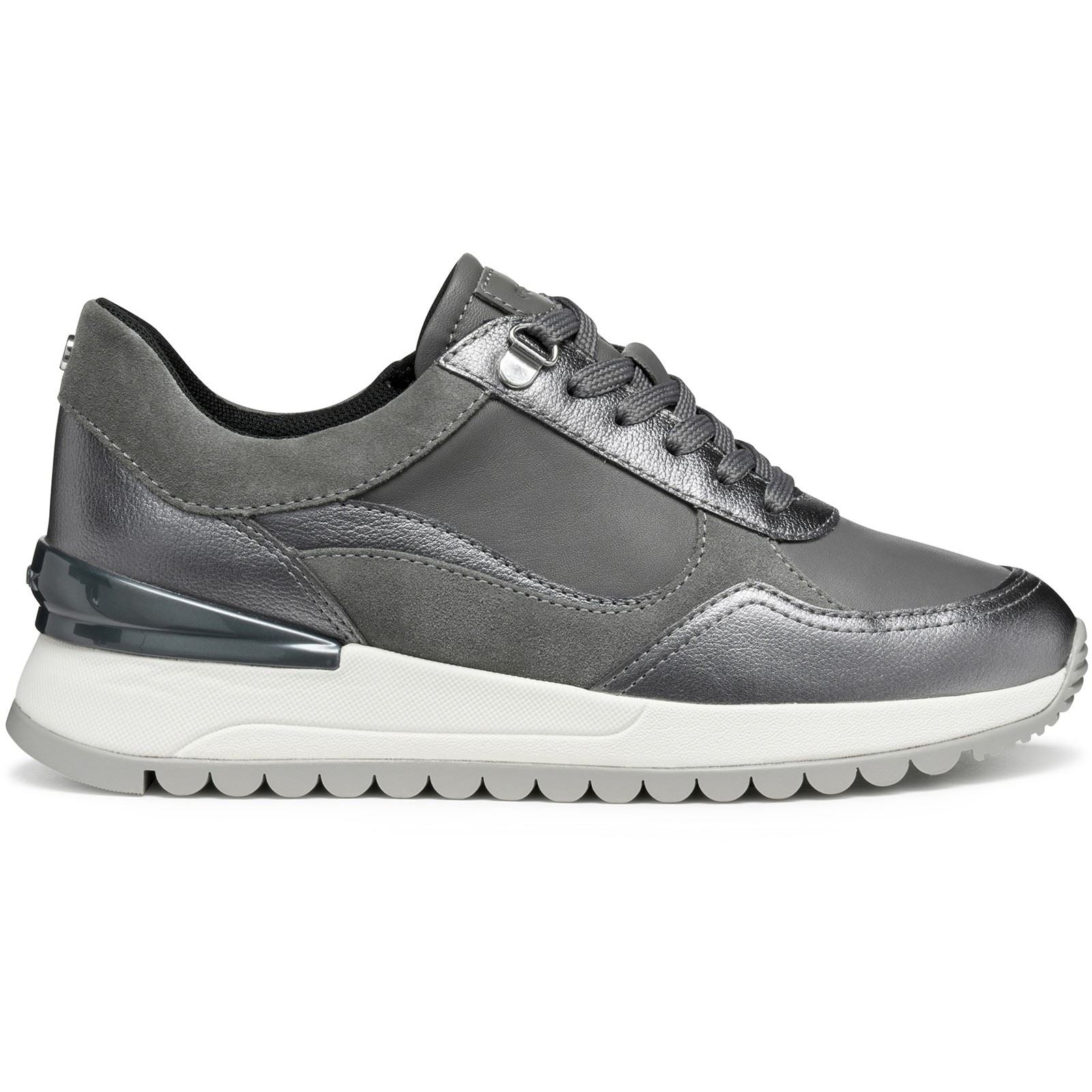 Geox D Desya A Leather Women's Dark Grey/Gun Trainers