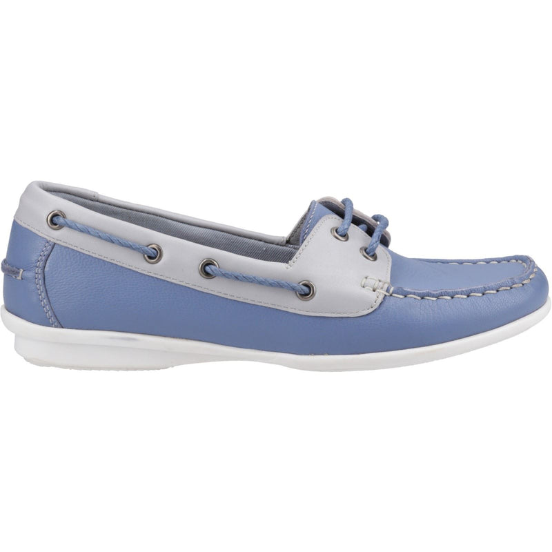 Hush Puppies Irene Leather Women's Blue Boat Shoes