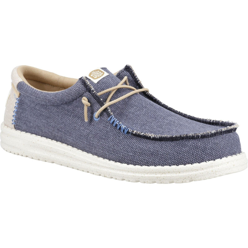 HEYDUDE Wally Coastline Canvas Men's Navy Boat Shoes