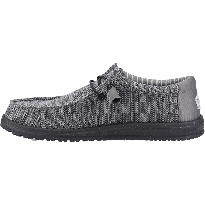 HEYDUDE Wally Stretch Mesh Synthetic Men's Granite Grey/Black Moccasins Shoes