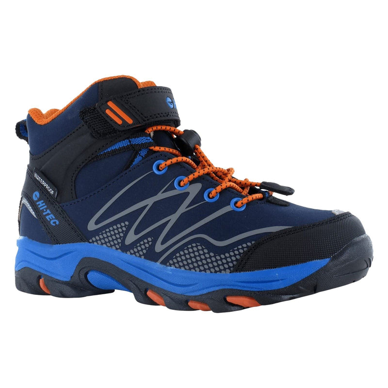 Hi-Tec Blackout Mid Synthetic Soft Shell Boys's Navy/Orange/Lake Blue Hiking Boots