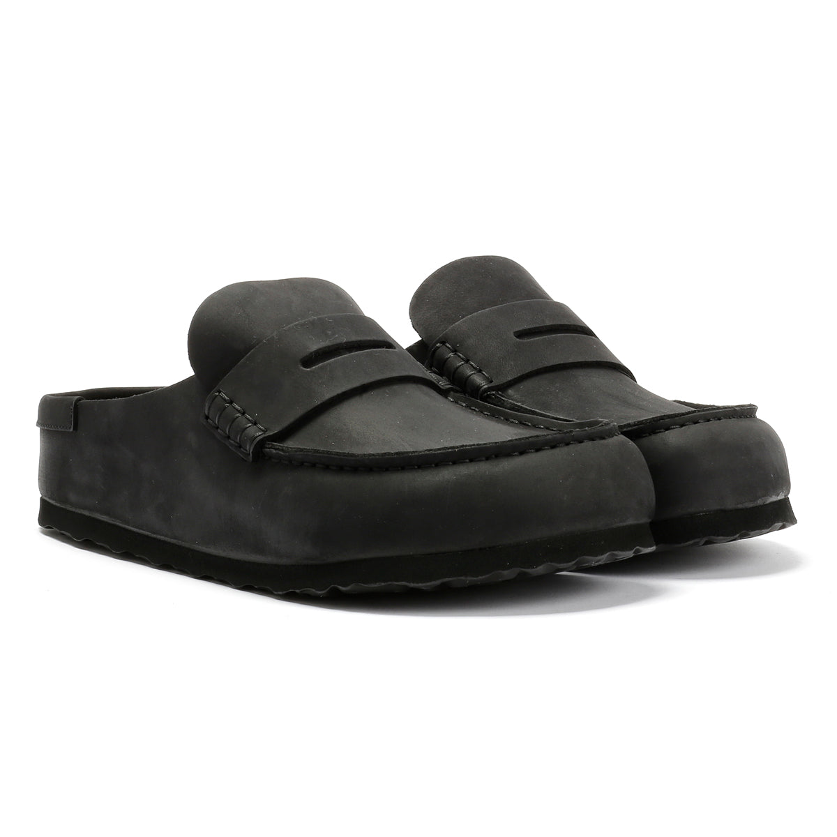 Birkenstock Naples Leather Black Regular Clogs