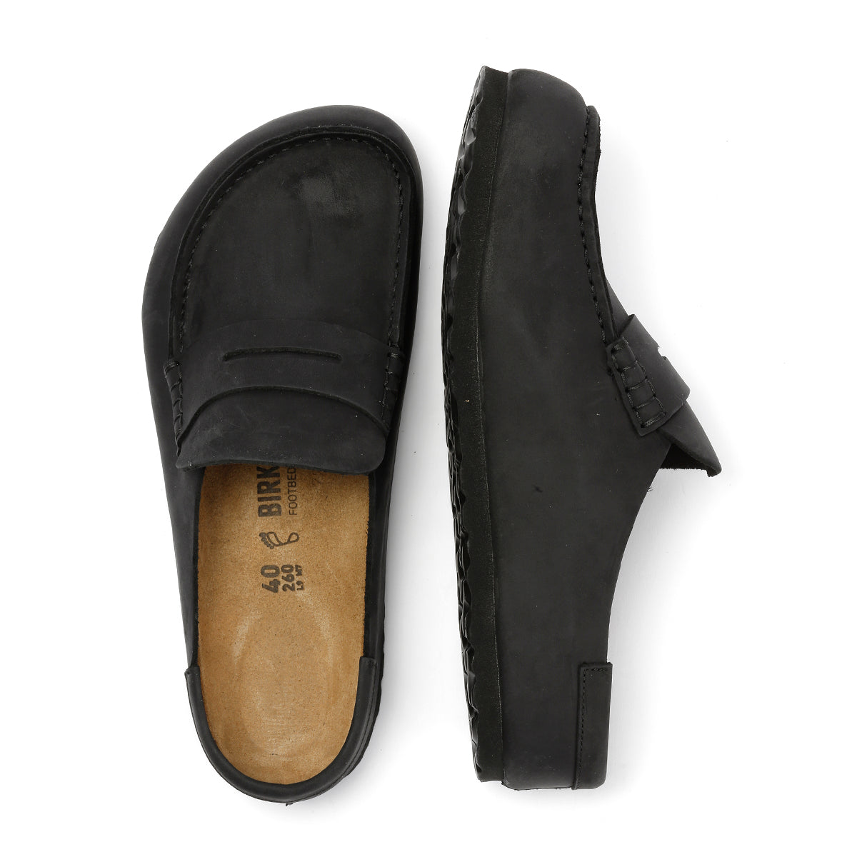 Birkenstock Naples Leather Black Regular Clogs