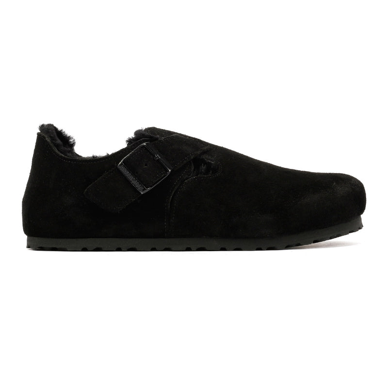 Birkenstock London Shearling Suede Black Shoes