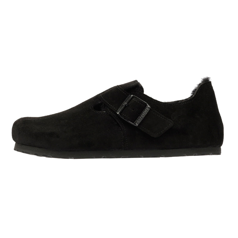 Birkenstock London Shearling Suede Black Shoes