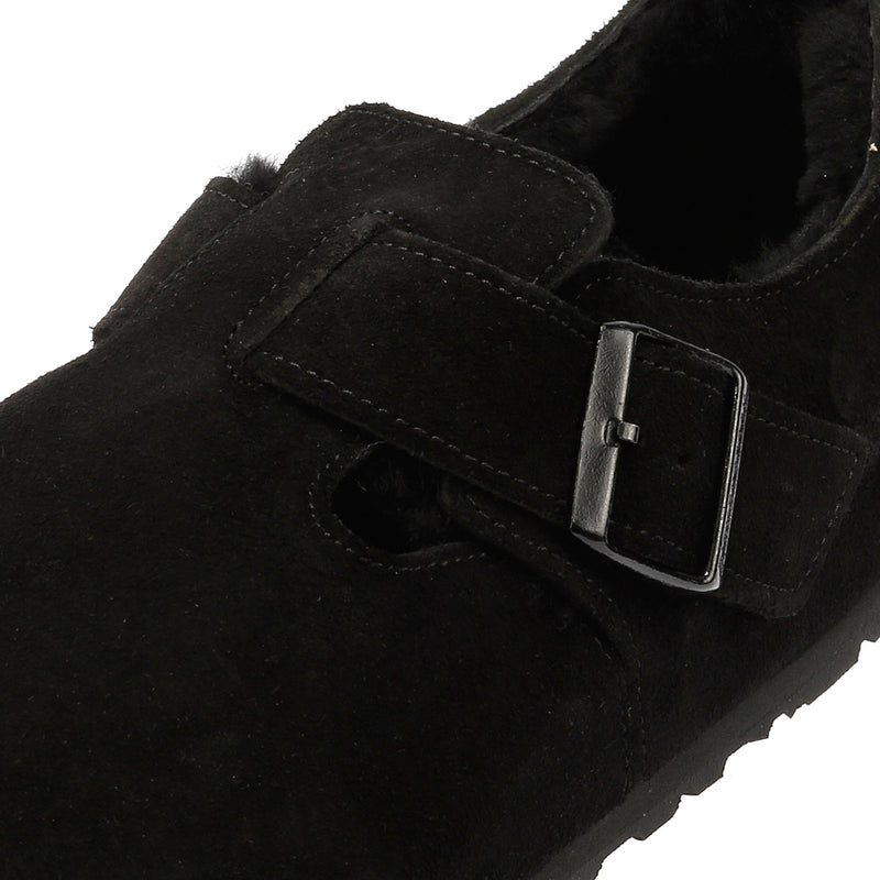 Birkenstock London Shearling Suede Black Shoes