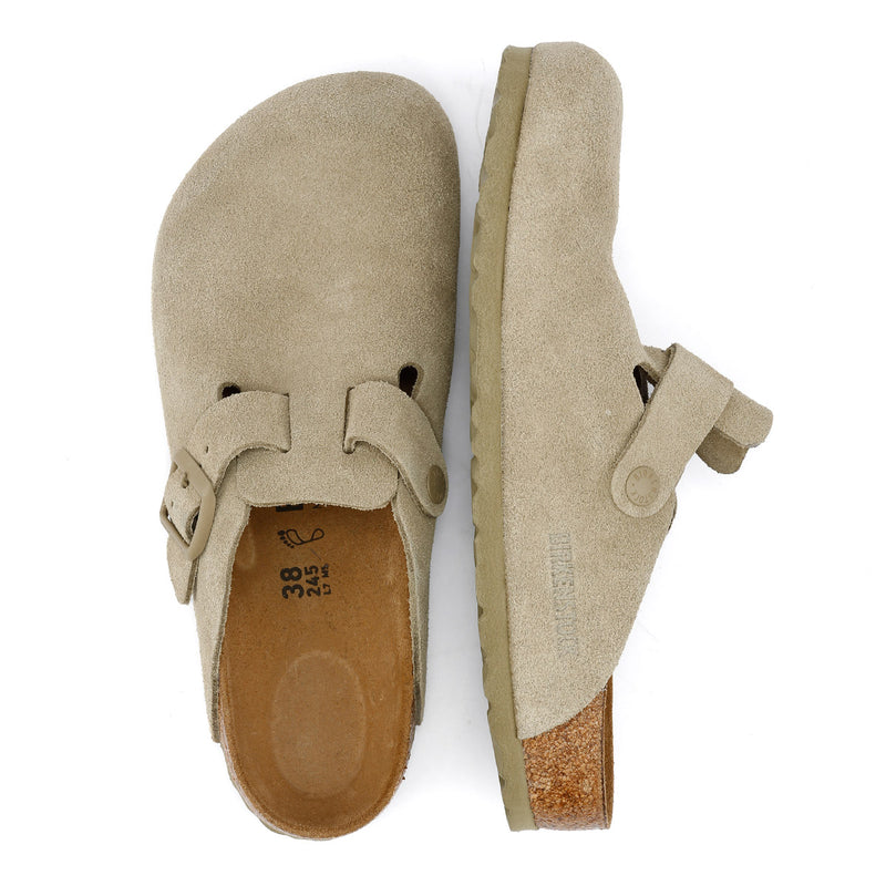 Birkenstock Boston Suede Faded Khaki Grey Clogs