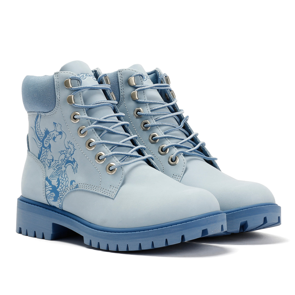 Ed Hardy Dancing Dragon Nubuck Women's Blue Boots