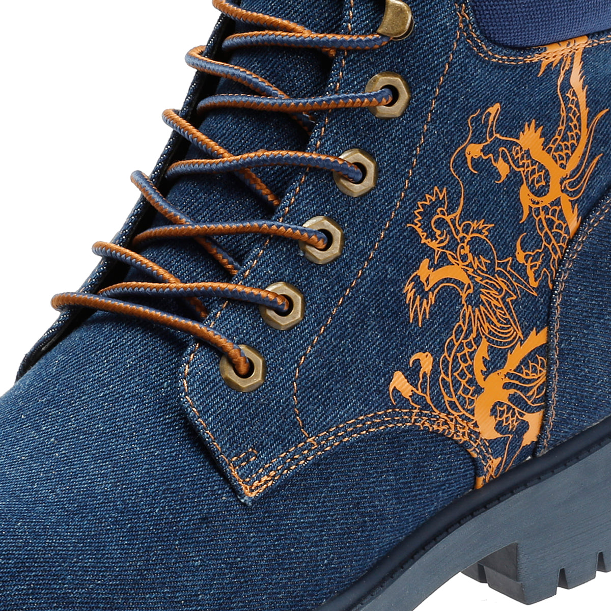 Ed Hardy Dancing Dragon Denim Men's Indigo Boots