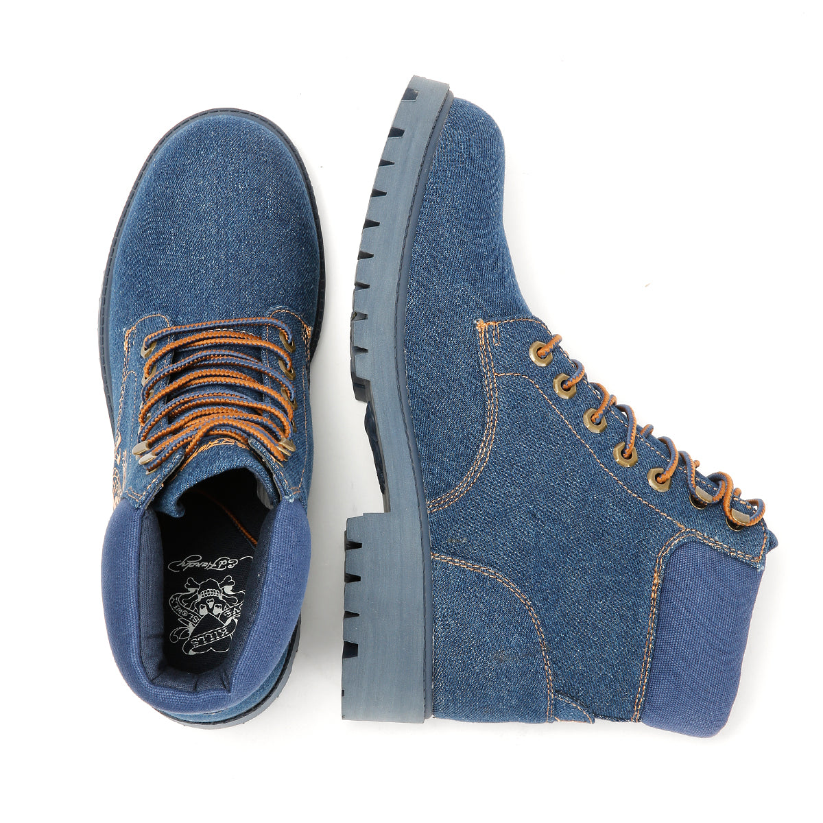 Ed Hardy Dancing Dragon Denim Men's Indigo Boots