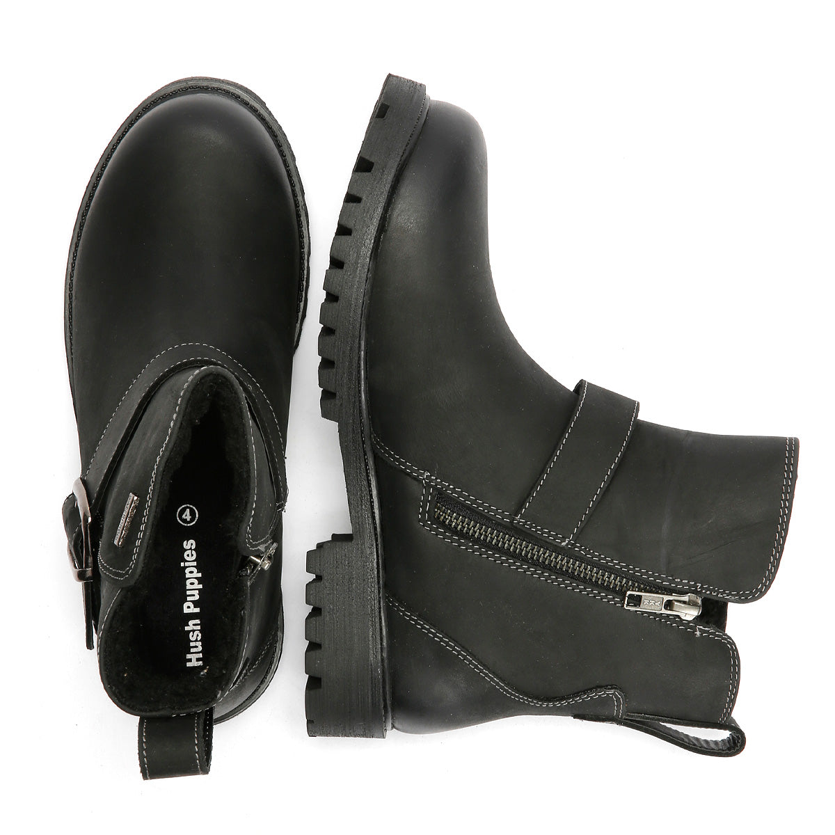 Hush Puppies Wakely Leather Women's Black Boots