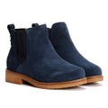 Hush Puppies Maddy Wide Suede Women's Navy Flat Chelsea Boots