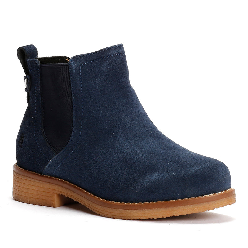 Hush Puppies Maddy Wide Suede Women's Navy Flat Chelsea Boots