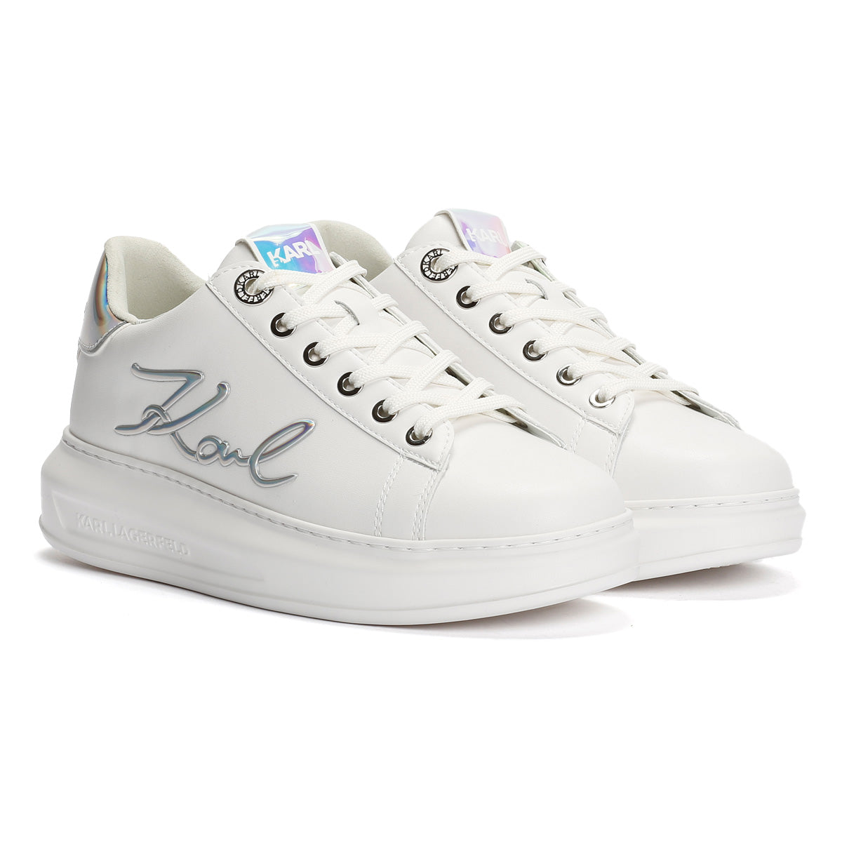 Karl Lagerfeld Kapri Signa Lace Womens White / Iridescent Sneakers