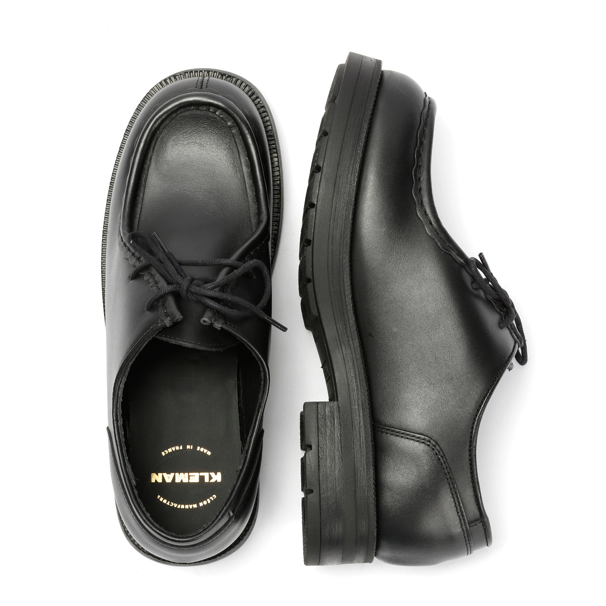 Kleman Tambour Leather Men's Noir Lace-Up Shoes