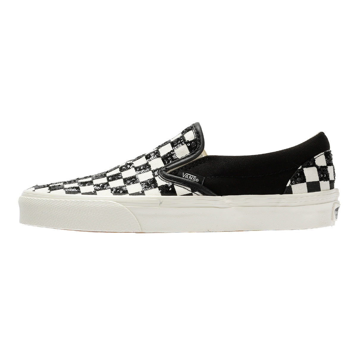 Vans Classic Slip-On Canvas Women's Black/White Beaded Checkerboard Sneakers