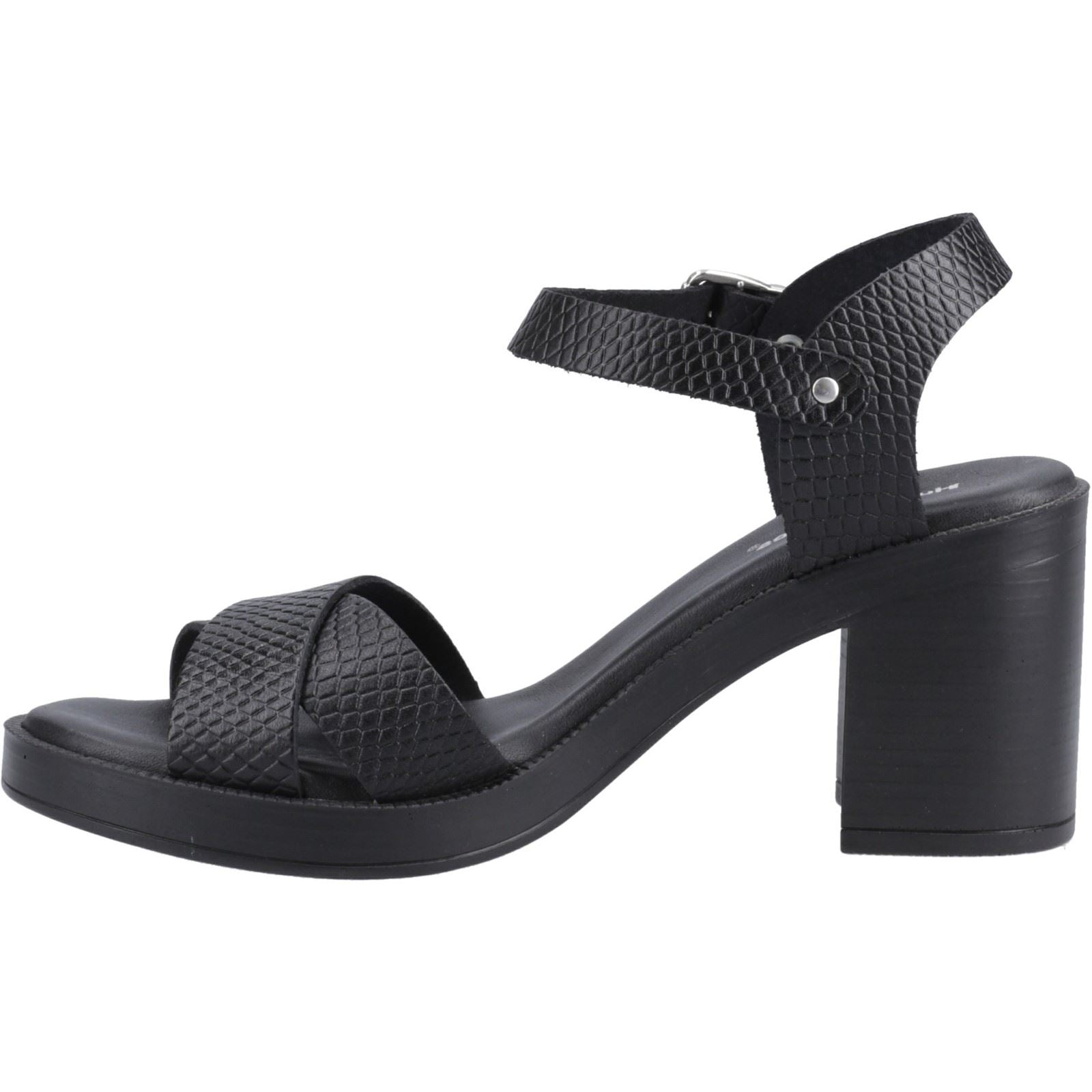 Hush Puppies Georgia Leather Women's Black/Snake Heels