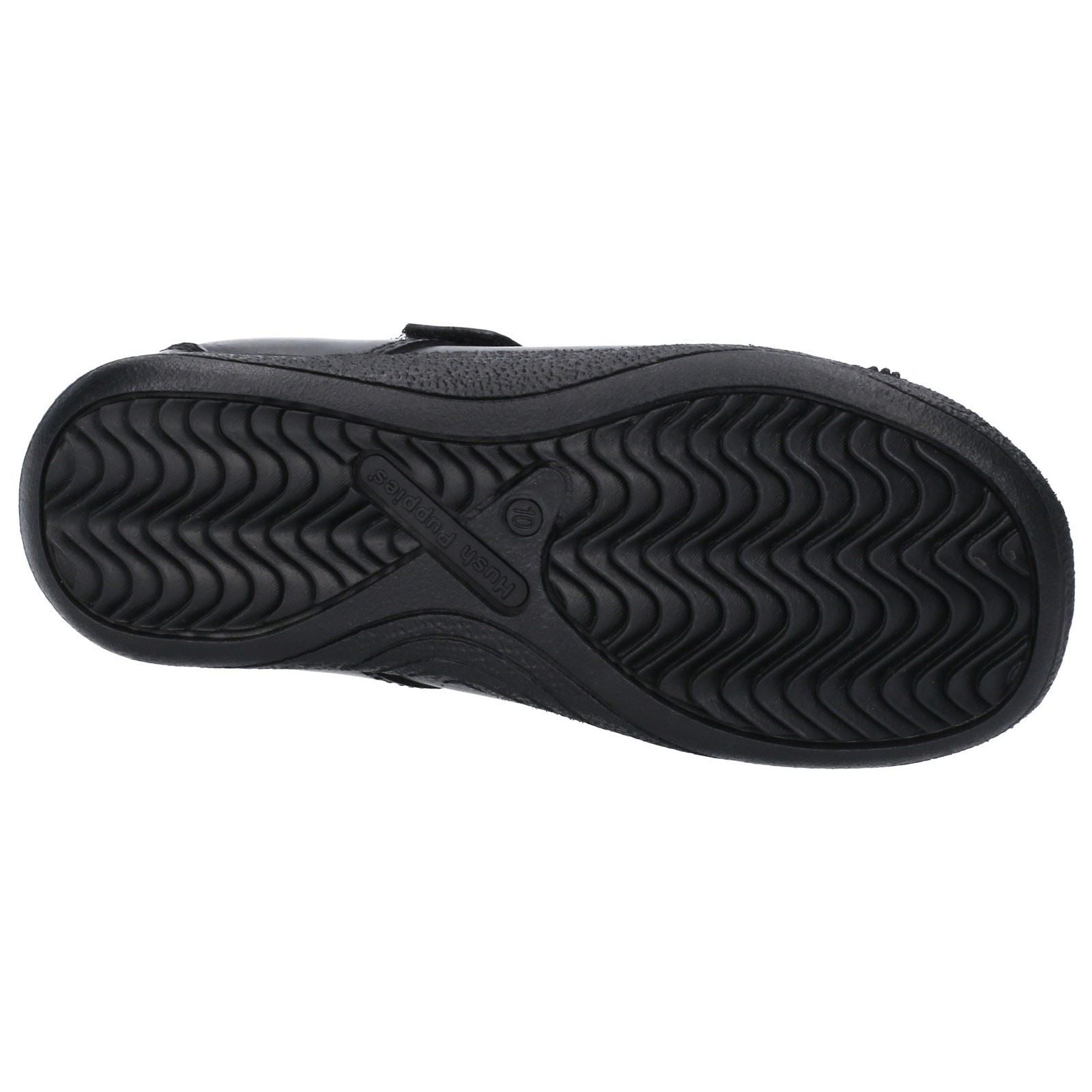 Hush Puppies Jessica Junior Girls Black Leather Shoes