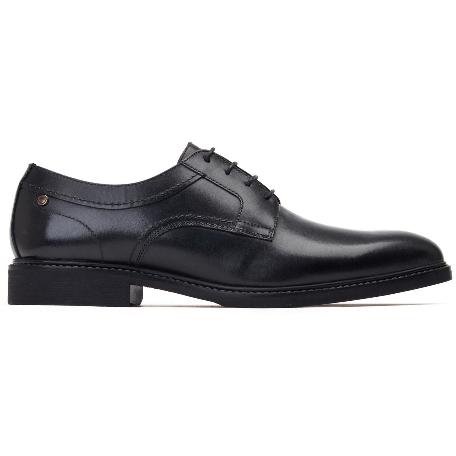 Base London Drake Waxy Leather Men's Black Derby Shoes