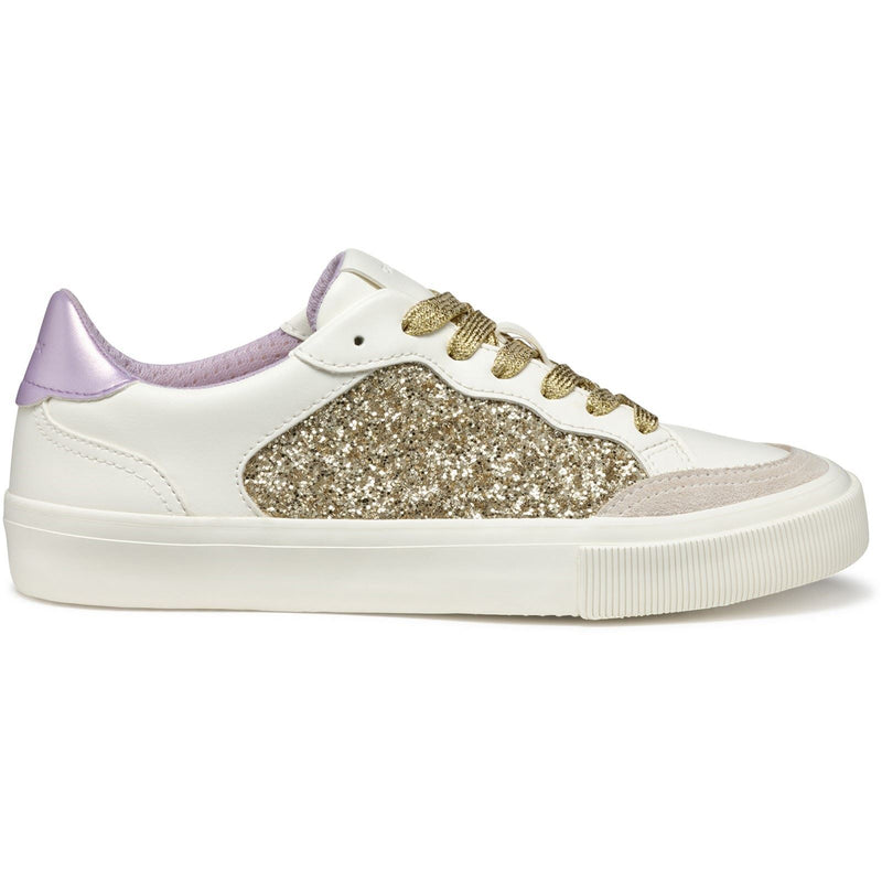 Geox D EMMELENY Women's Optic White/Light Gold Sneakers