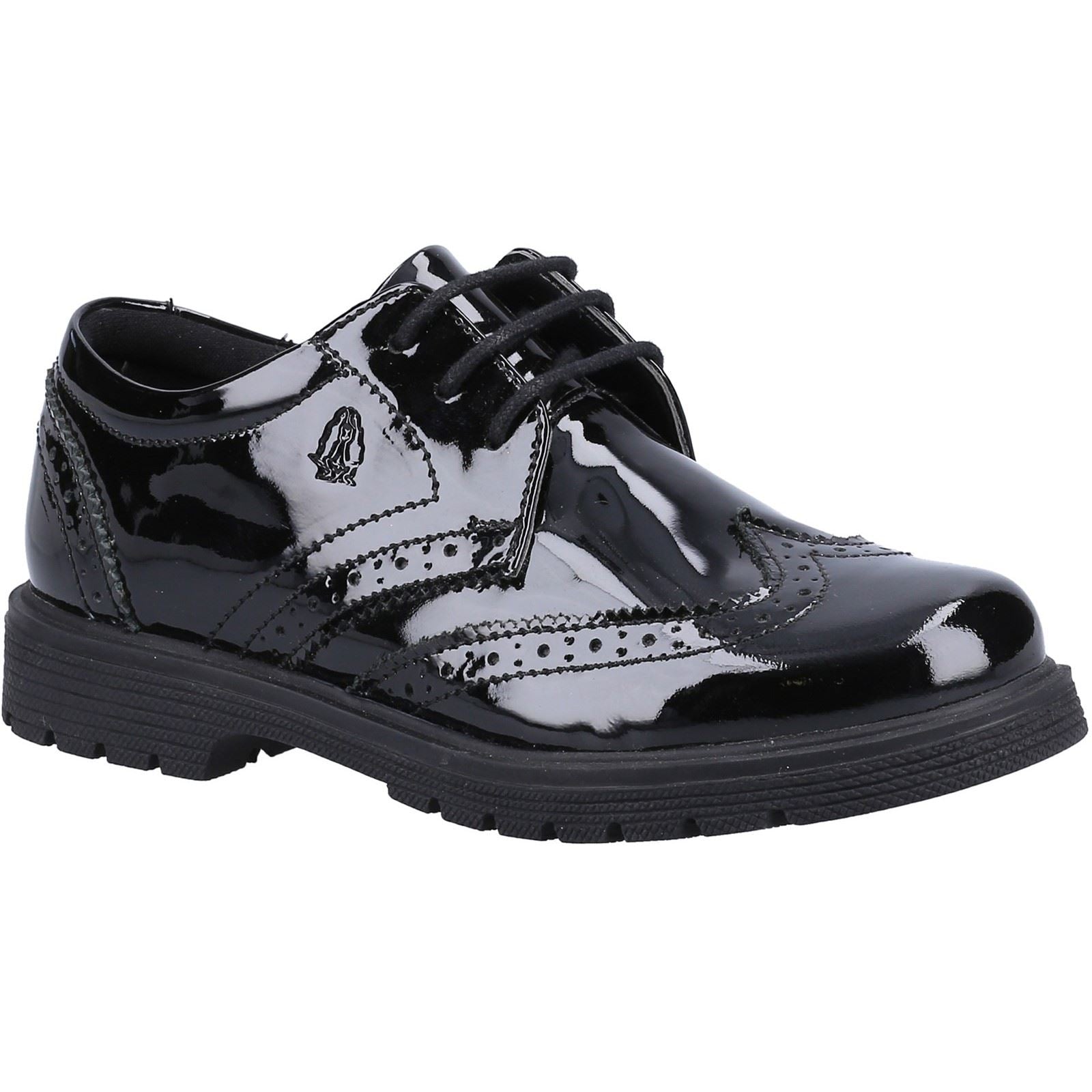 Hush Puppies Sally Junior Girls Black Patent Leather Brogues