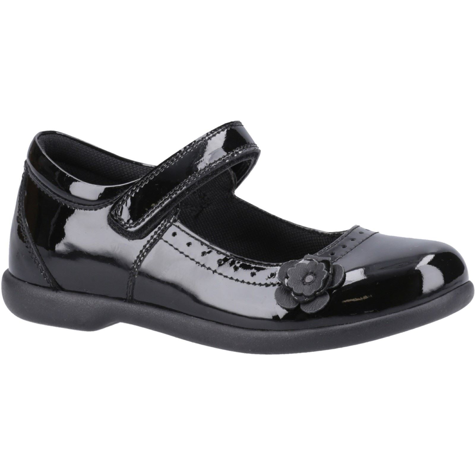 Hush Puppies Bethany Patent Senior Leather Girls's Black Shoes