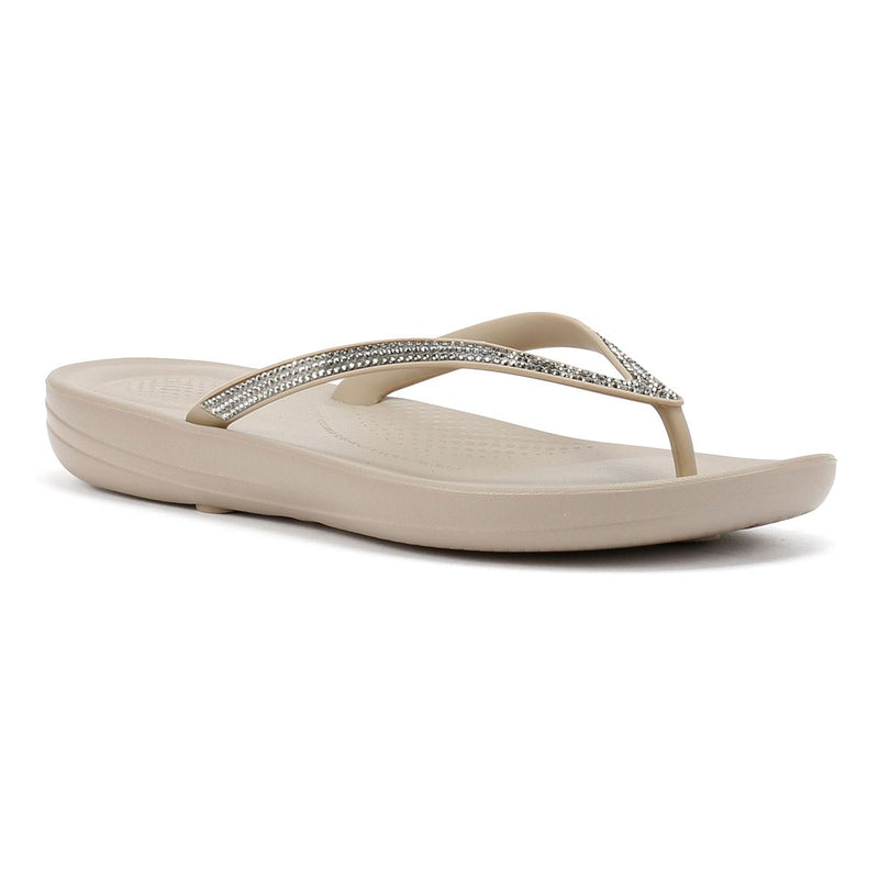 FitFlop Iqushion Ombre Sparkle Women's Taupe/Pewter Flip Flops