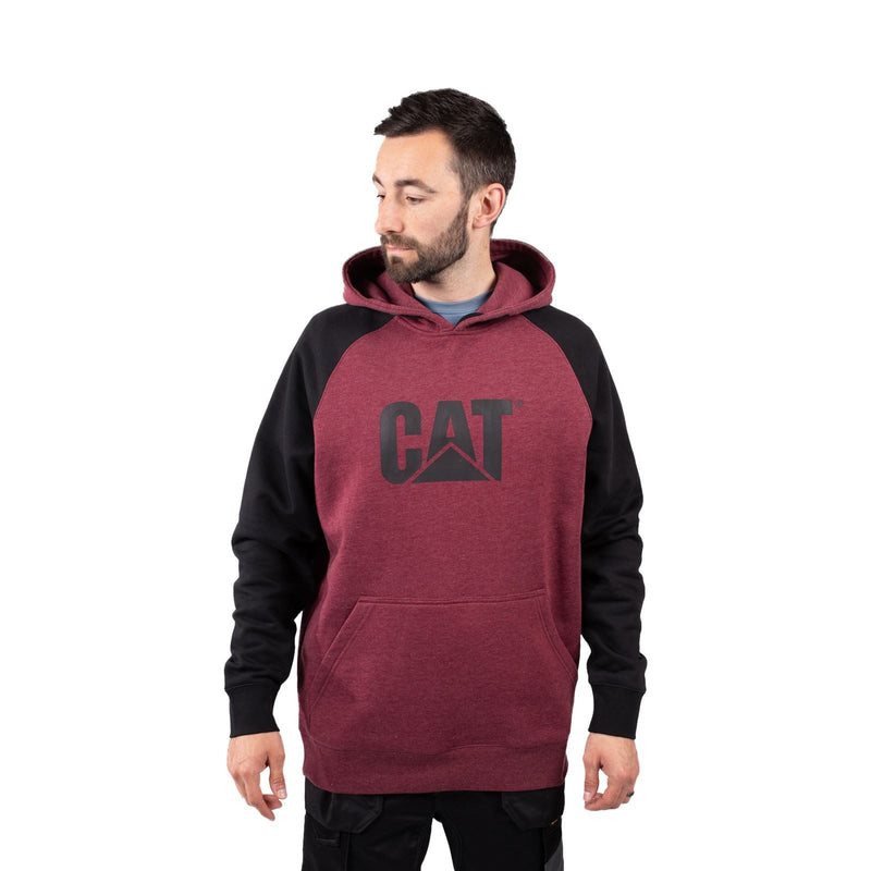 Caterpillar Raglan Cotton Men's Red Hooded Sweatshirt